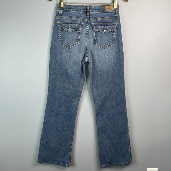 LEVIS 512 Perfectly Slimming Button Flap Bootcut Jeans Blue Light-wash Size 8 - Picture 6 of 12